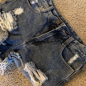 Destroyed High-Waisted Jean Shorts.